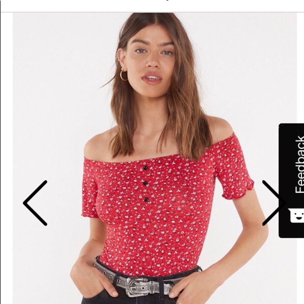 Red floral, off the shoulder bodysuit